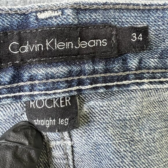 Calvin Klein Jeans Mens 34x34 Rocker Straight Leg Denim Moto Edgy Biker Timeless - Picture 13 of 15